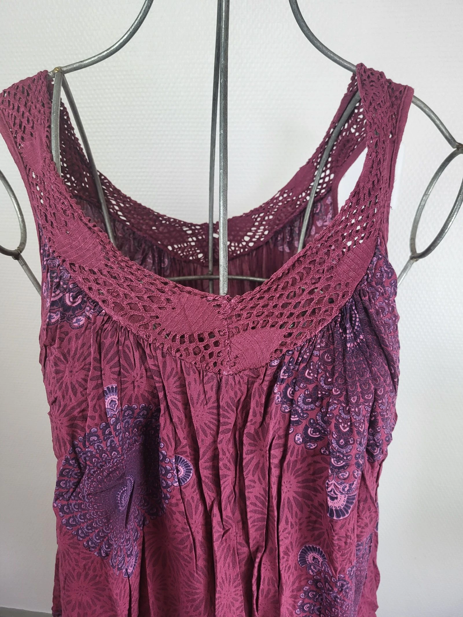 Lichte Zomerjurk Mandala Motief Boheems Paars Bordeaux Maat 42 / XL – photo 3